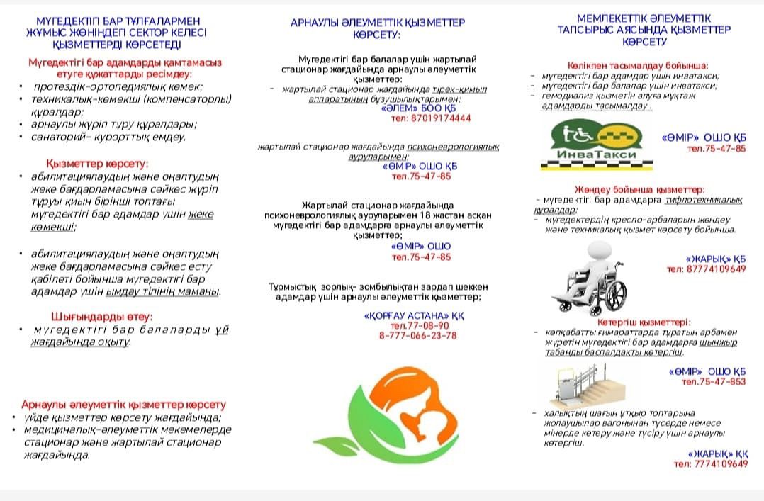 Мүгедектігі бар тұлғалармен жұмыс жөніндегі сектордың жұмысы туралы ақпарат