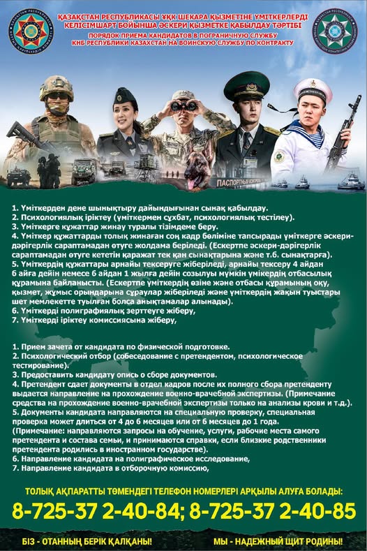 Порядок приема кандидатов в Пограничную службу КНБ Республики Казахстан на воинскую службу по контракту