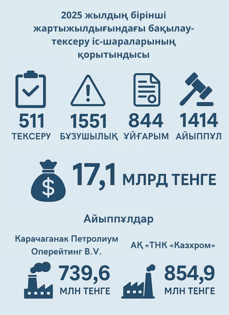 2025 жылдың бірінші жартыжылдығындағы бақылау-тексеру іс-шараларының қорытындылары