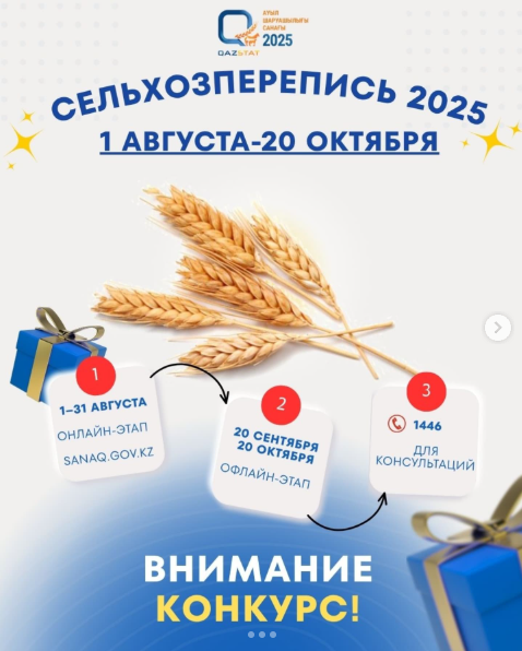 Ұлттық ауыл шаруашылығы санағы қарсаңында біз имидж өнімдерінің ұтыс ойынын жариялаймыз!
