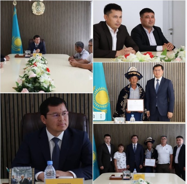 АУДАН ӘКІМІ АЛМАЗ АУЫЛЫНЫҢ ТҰРҒЫНЫ ЗӘДІГЕРЕЙ НАГИЕВТІ ЗЕЙНЕТКЕРЛІККЕ ШЫҒУЫМЕН ҚҰТТЫҚТАДЫ