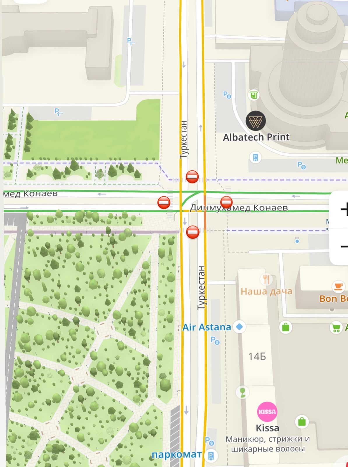 Астанада Д.Қонаев пен Түркістан көшелерінің қиылысы жөндеу жұмысына байланысты ішінара жабылады