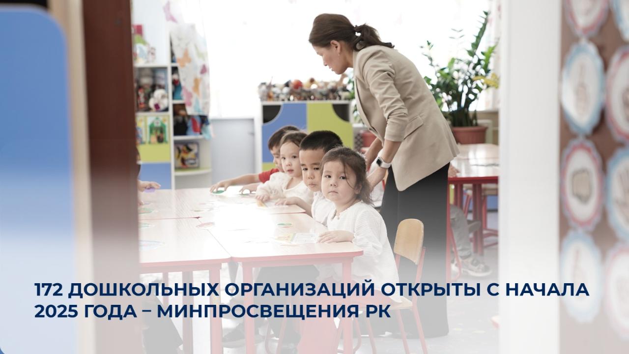 172 дошкольных организаций открыты с начала 2025 года – Минпросвещения РК