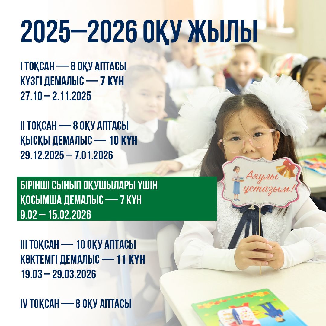 ҚР Оқу-ағарту министрлігі: оқушылардың оқу және демалыс кезеңдері айқындалды