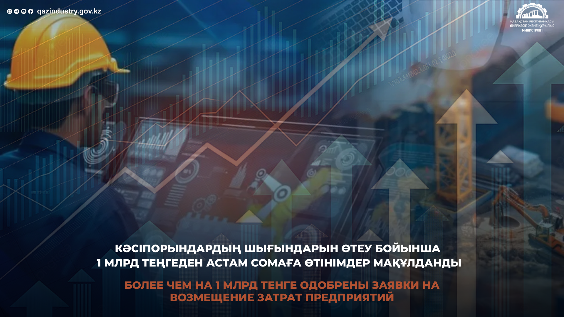 Более чем на 1 млрд тенге одобрены заявки на возмещение затрат предприятий