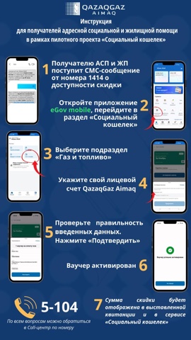 АО «QAZAQGAZ AIMAQ» совместно с Министерством энергетики, Министерствами национальной экономики, цифрового развития, инноваций и аэрокосмической промышленности, труда и социальной защиты населения, разработан и внедрен цифровой проект по оказанию услуги предоставление ваучеров на товарный газ получателям государственной адресной помощи и жилищной помощи. Проект направлен на поддержку уязвимых слоев населения в условиях роста цен на товарный газ. Внедрение автоматизированной системы начисления льгот через «Социальный кошелёк» позволит исключить необходимость ручной сверки данных и снизить риски ошибок, обеспечит получение помощи без дополнительного сбора документов, а также значительно расширит охват поддержки.