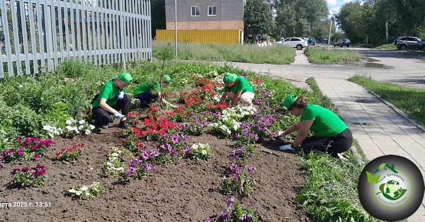 Бүгін, 18 тамызда кентте "Жасыл ел" жасағы гүлзарларға күтім жасау жұмыстарын жүргізді