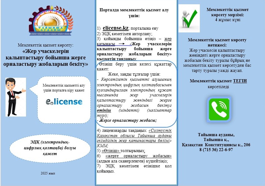 Жер учаскелерін қалыптастыру бойынша жерге орналастыру жобаларын бекіту