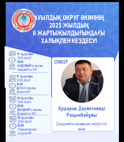 Дардамты ауылдық округі әкімінің есеп беруі