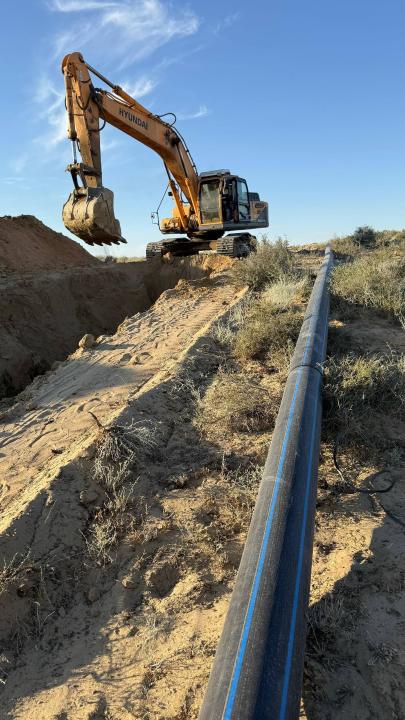 Ауыл тұрғындарын ауыз сумен қамтамасыз ету үшін магистральдық су құбыры салынып жатыр