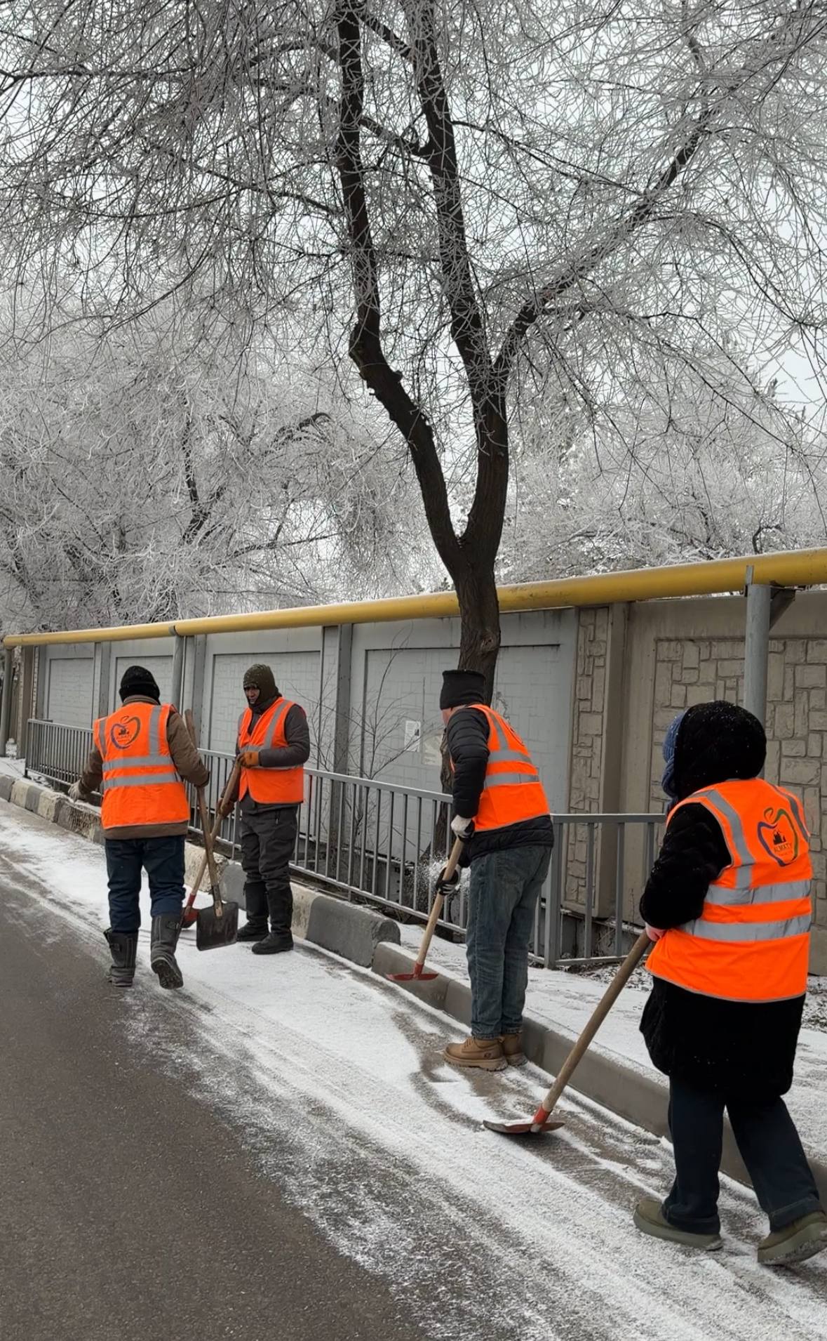 В связи с ожидаемым снегопадом в Наурызбайском районе усилены противогололёдные работы !!!