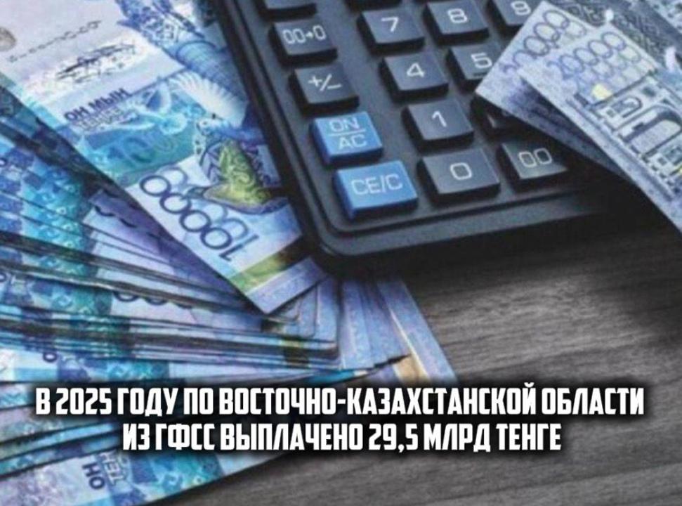 За 2025 год по Восточно-Казахстанской области из ГФСС выплачено 29,5 млрд.тенге