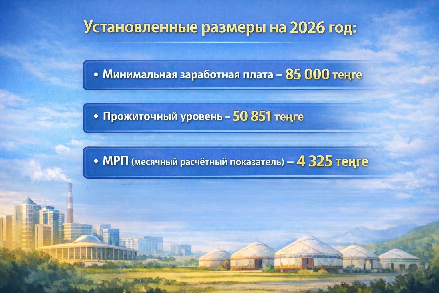 Установленные размеры на 2026 год