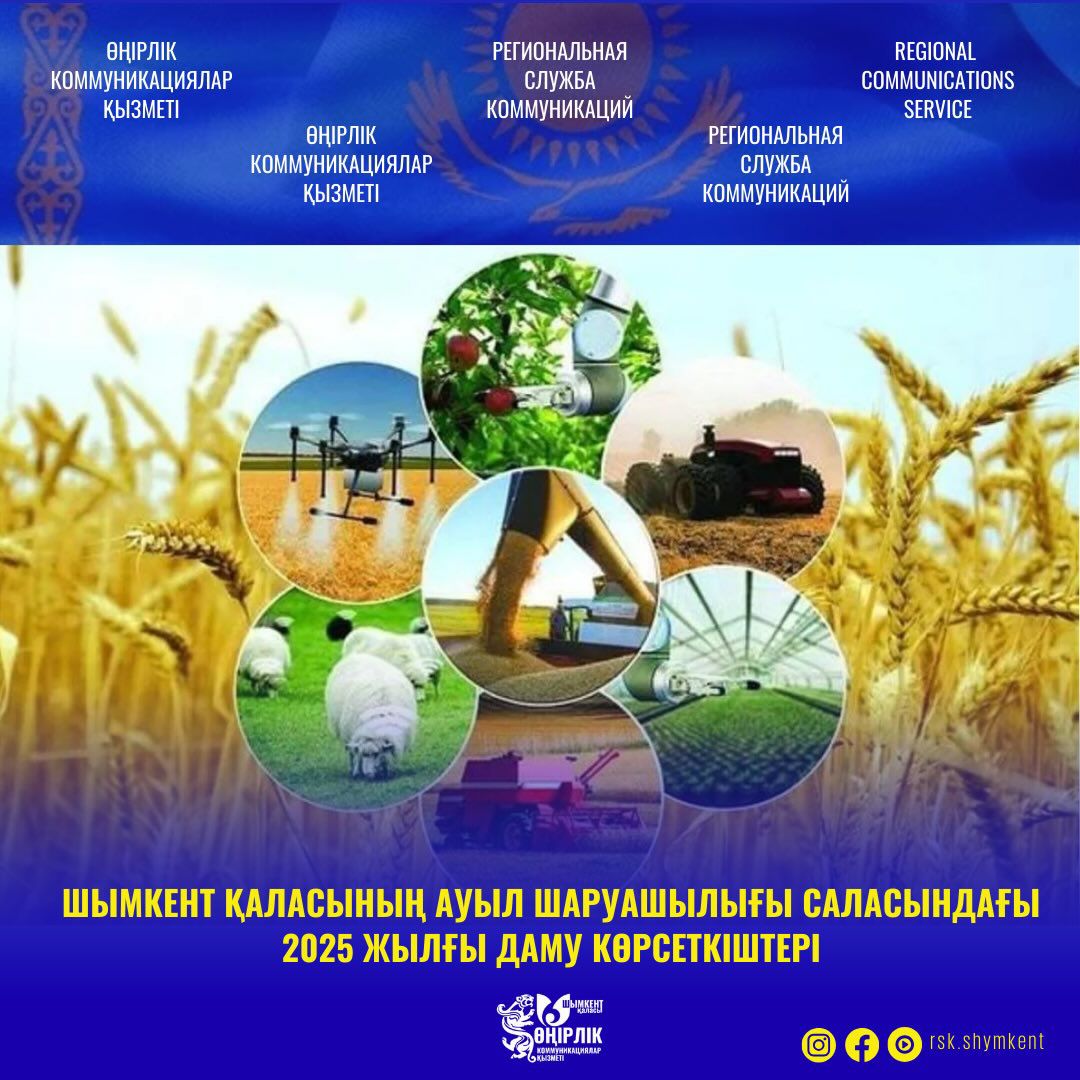 ШЫМКЕНТ ҚАЛАСЫНЫҢ АУЫЛ ШАРУАШЫЛЫҒЫ САЛАСЫНДАҒЫ 2025 ЖЫЛҒЫ ДАМУ КӨРСЕТКІШТЕРІ