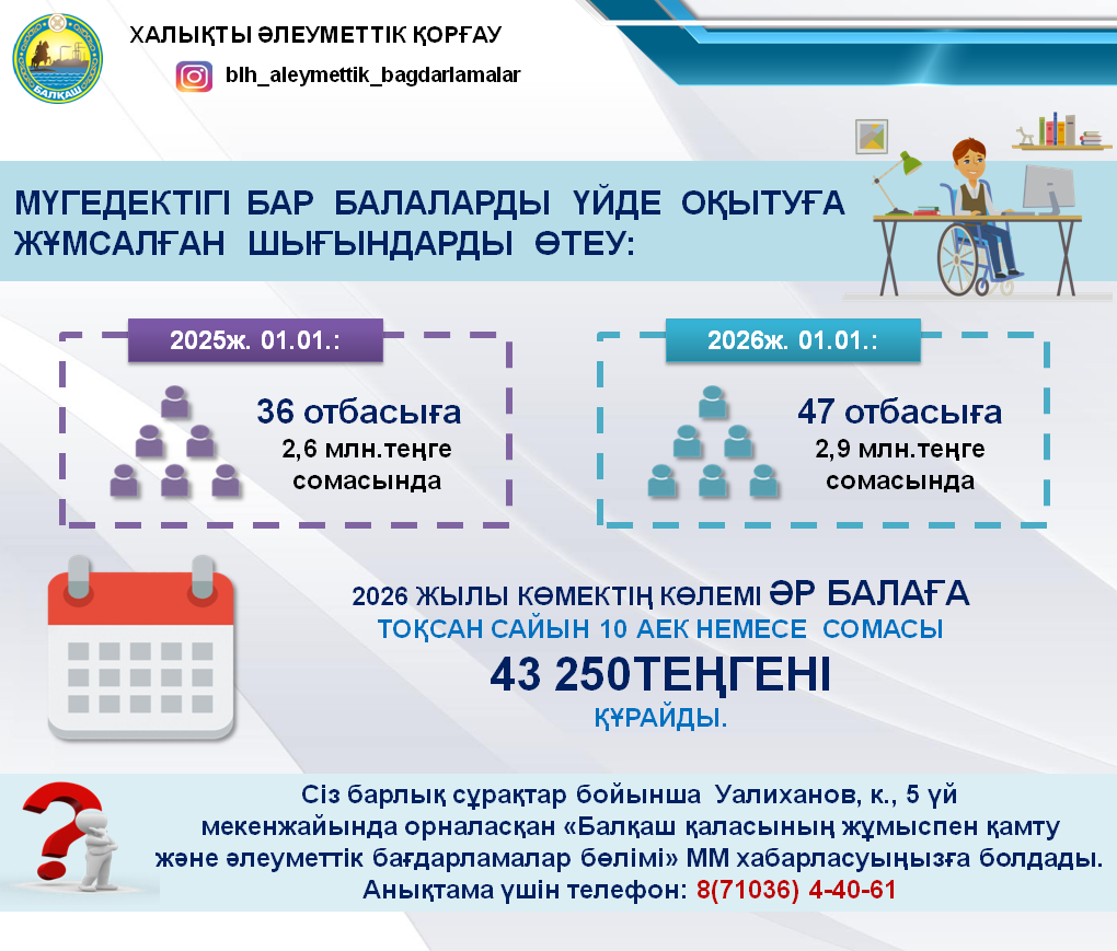Мүгедектігі бар балаларды үйде оқытуға жұмсалған шығындарды өтеу