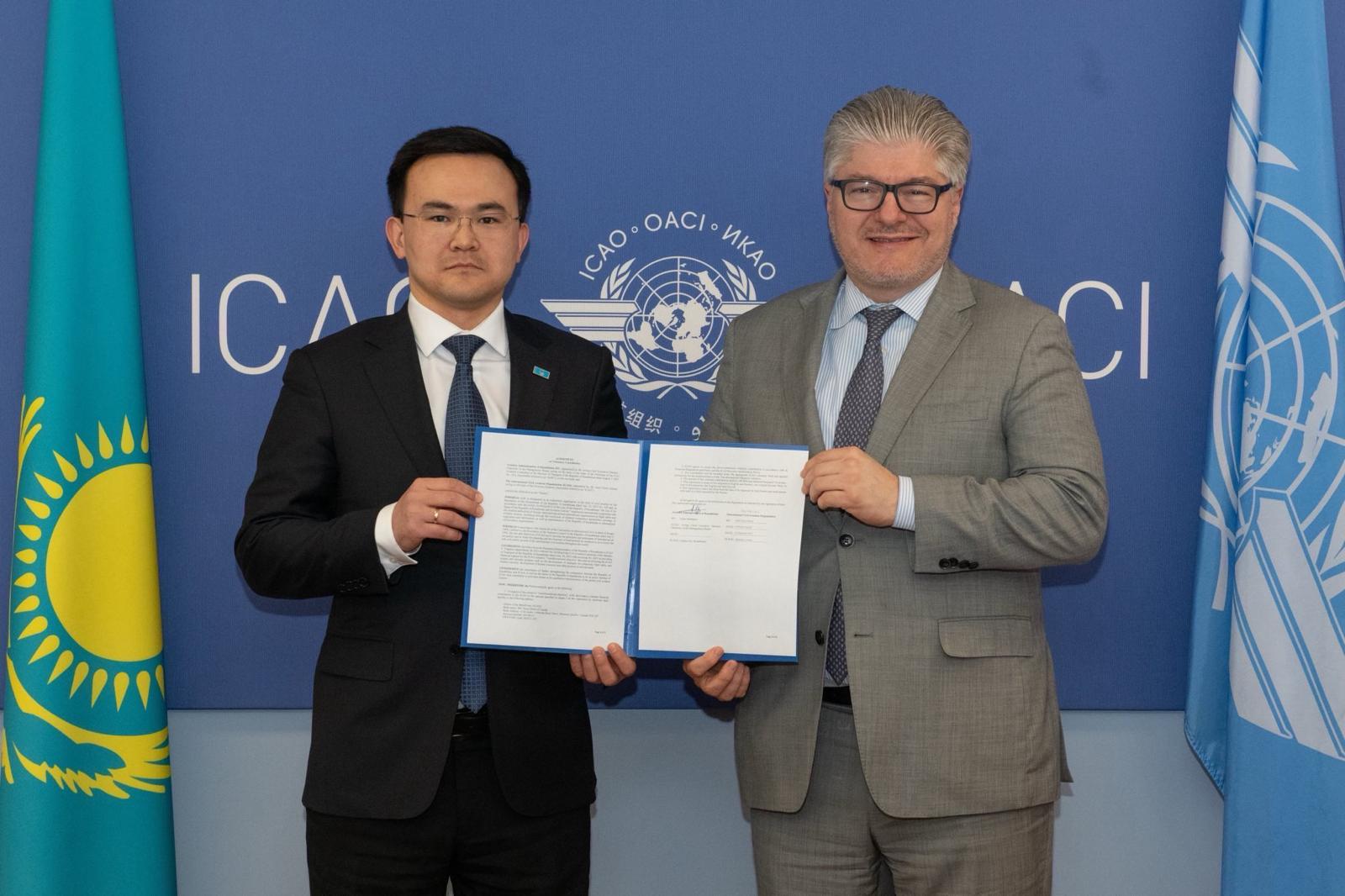 Қазақстанның ИКАО-ның Трансформациялық мақсатын қолдауға  және теңізге тікелей шығу мүмкіндігі жоқ дамушы елдер үшін  авиациялық қажеттіліктерді талдауға қосқан үлесіне  арналған ресми салтанатты рәсім өтті