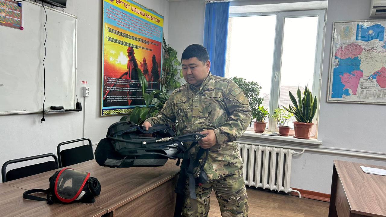 Меркі ауданында газ-түтіннен қорғау қызметі бойынша практикалық жаттығу өтті