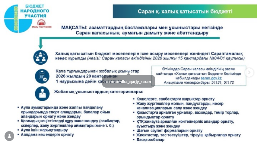 Құрметті Саран қаласыныңтұрғындары!