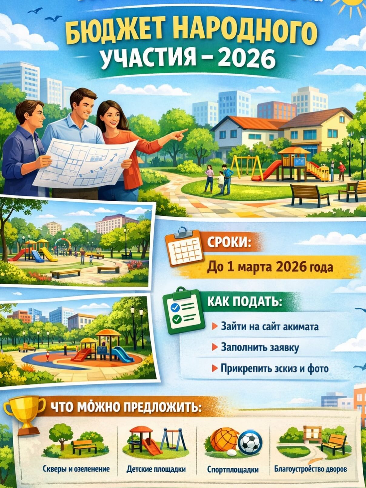 Қала тұрғындары «Халық қатысатын бюджет – 2026» бағдарламасы аясында жобаларын ұсына алады