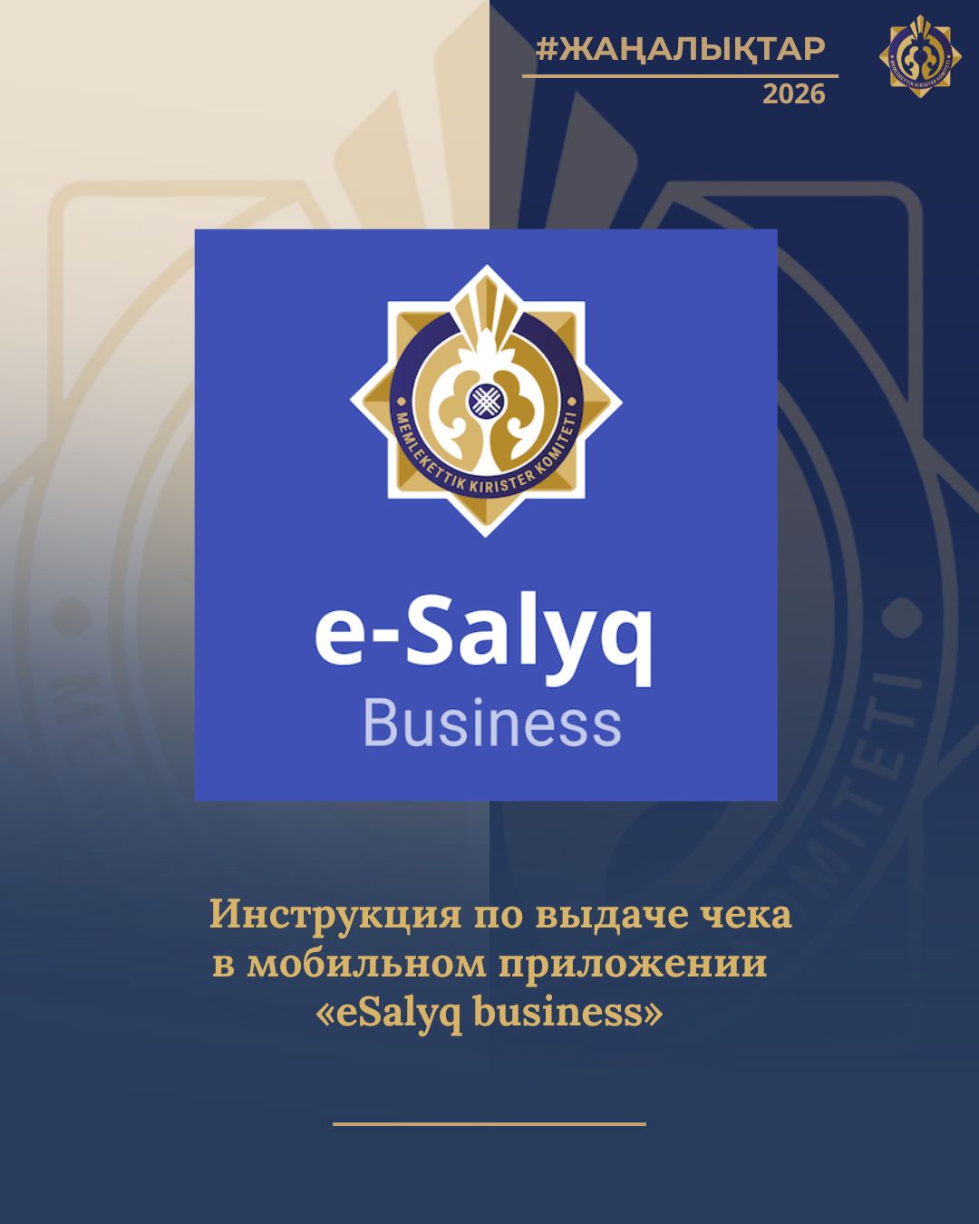 Инструкция по выдаче чека в мобильном приложении "e-Salyq business"