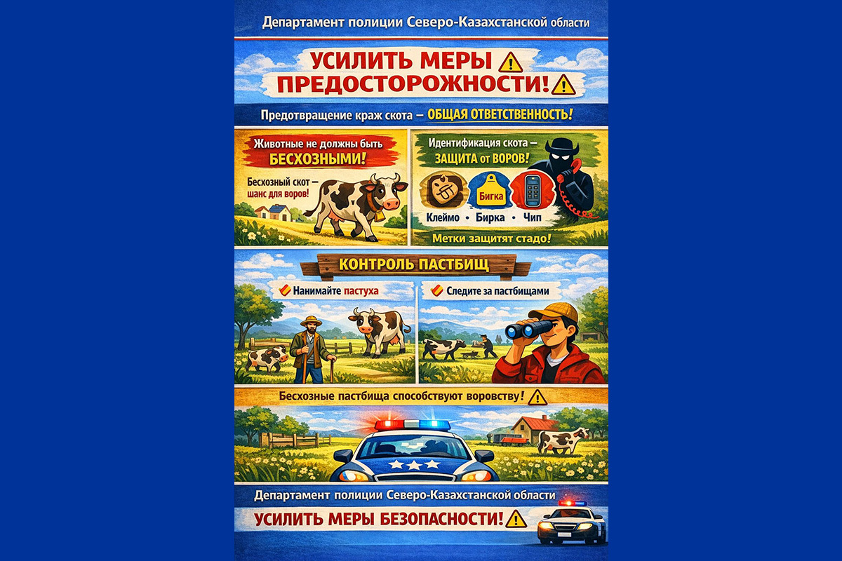 114 владельцев бродячего скота привлекли к ответственности полицейские в СКО с начала года