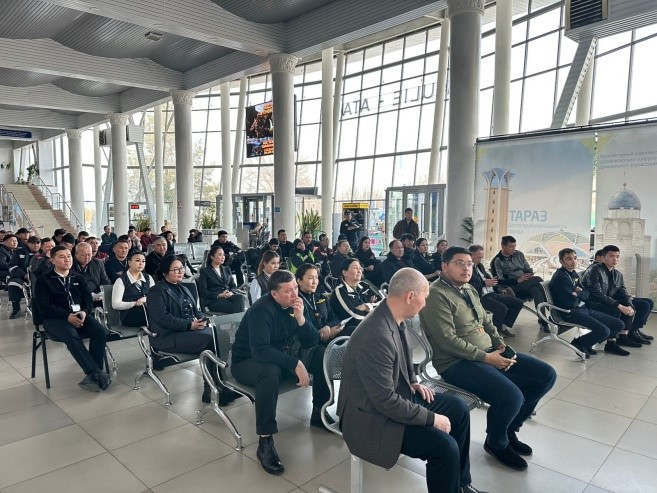 Тараз қаласындағы «Әулие Ата» халықаралық әуежайда  терроризмге қарсы қорғалу бойынша сабақ өткізілді