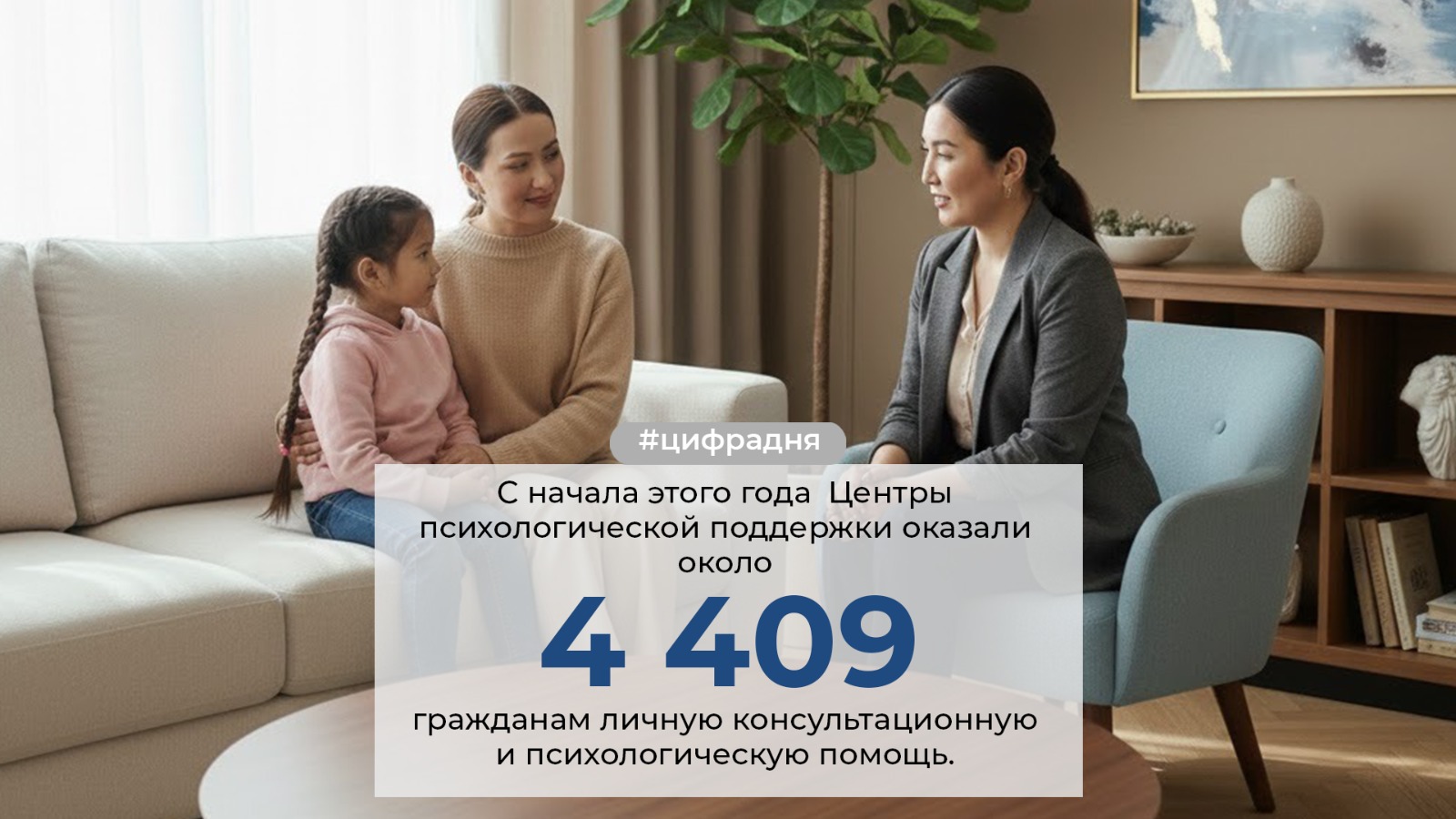 ЦИФРА ДНЯ: С начала этого года Центры психологической поддержки оказали около 4409 гражданам личную консультационную и психологическую помощь