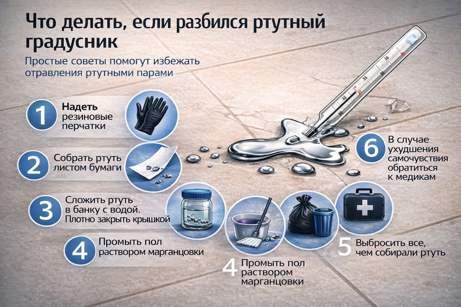 Что делать, если разбился градусник?