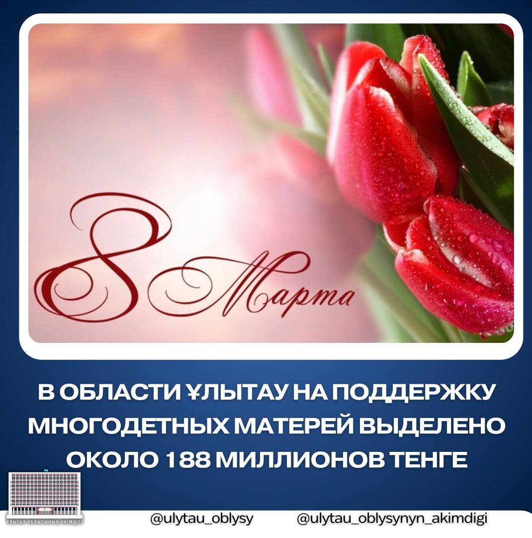 В области Ұлытау на поддержку многодетных матерей выделено около 188 миллионов тенге