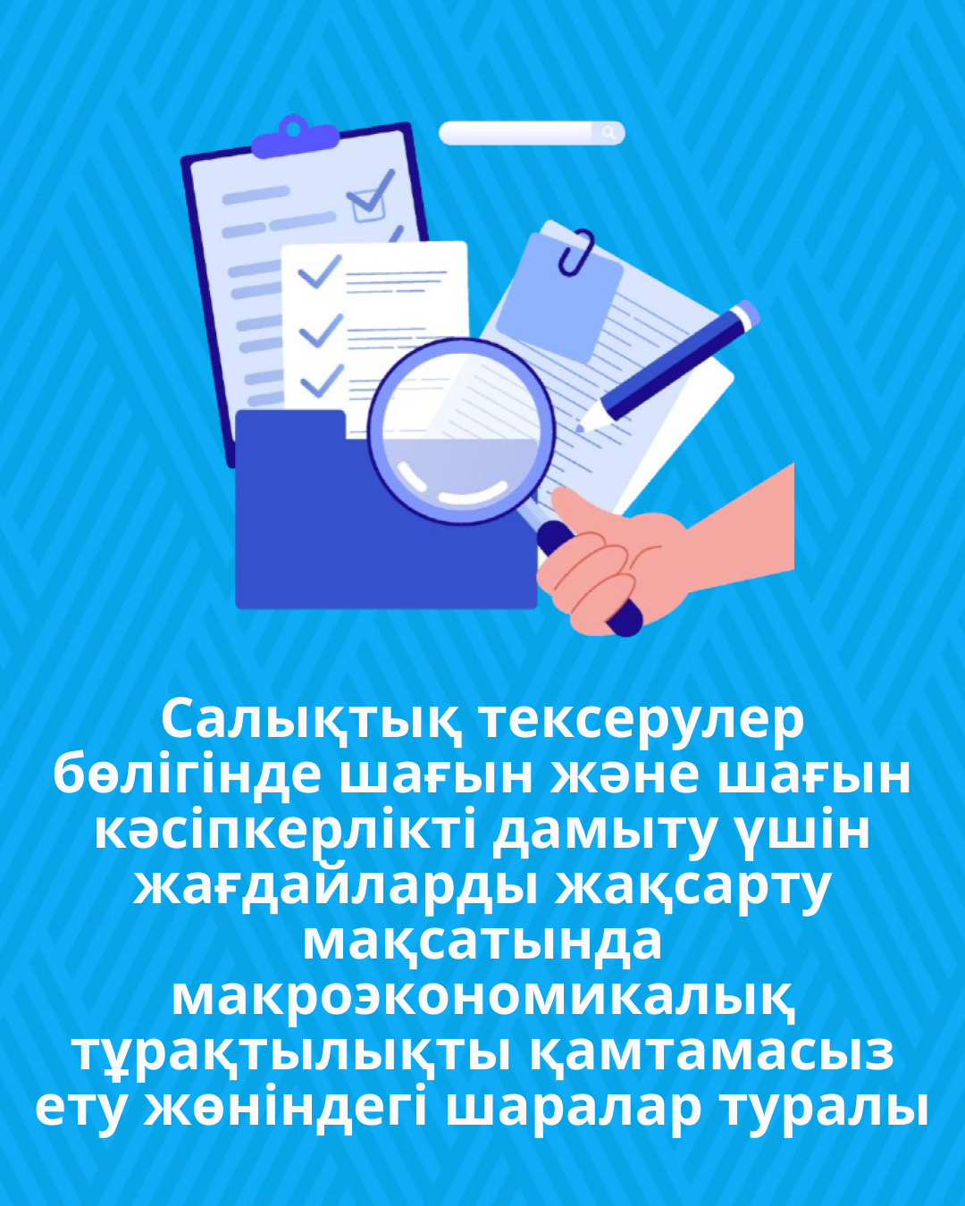 Салықтық тексерулер бөлігінде шағын және шағын кәсіпкерлікті дамыту үшін жағдайларды жақсарту мақсатында макроэкономикалық тұрақтылықты қамтамасыз ету жөніндегі шаралар туралы