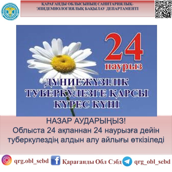 НАЗАР АУДАРЫҢЫЗ! Облыста 24 ақпаннан 24 наурызға дейін туберкулездің алдын алу айлығы өткізіледі
