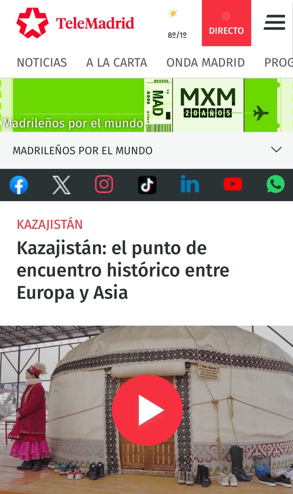 Алматы стал героем нового выпуска популярного испанского телепроекта «Мадридцы по всему миру», вышедшего на телеканале Telemadrid