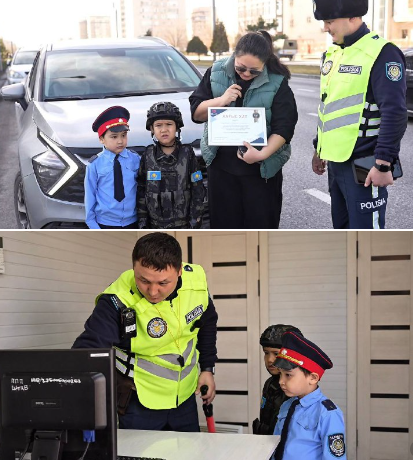 Шымкент жолдарында 5 жасар балалар көліктерді тоқтатты