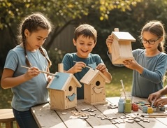 Орталық саябақта мектеп оқушыларының құс ұяларын орнату шарасын ұйымдастыру