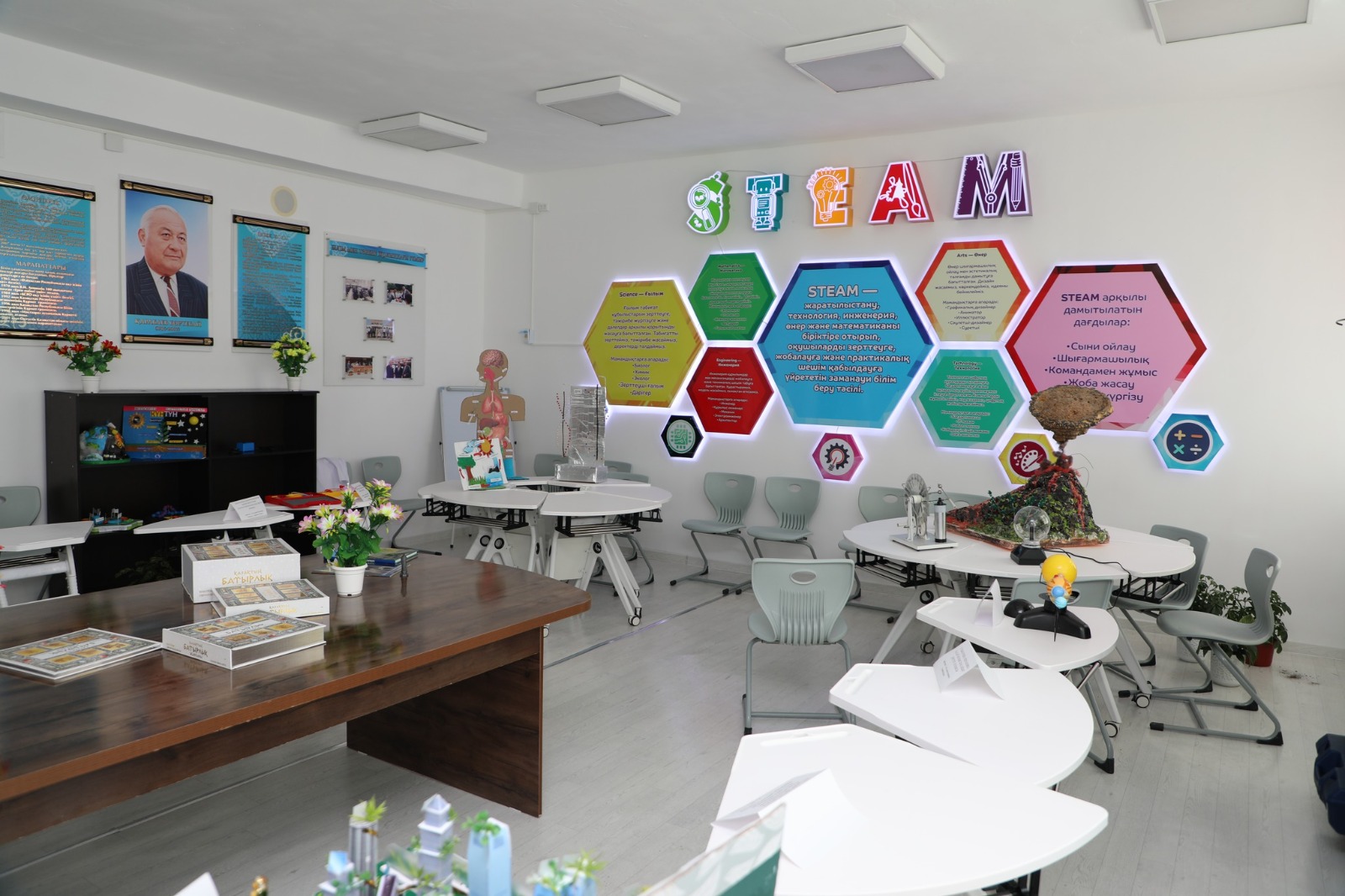 АУДАН БАСШЫСЫ ЖАҢАДАН АШЫЛҒАН STEAM КАБИНЕТІНІҢ ЖҰМЫСЫМЕН ТАНЫСТЫ