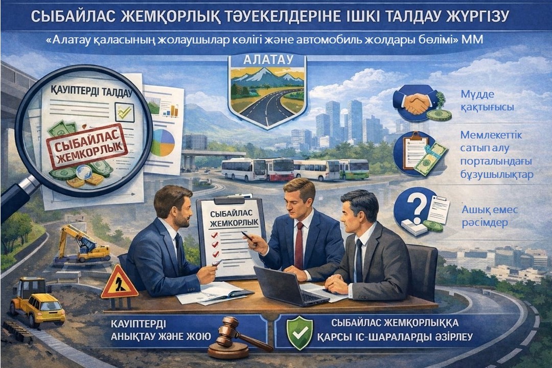 «Алатау қаласының жолаушылар көлігі және автомобиль жолдары бөлімі» ММ қызметіндегі сыбайлас жемқорлық тәуекелдеріне ішкі талдау жүргізу туралы