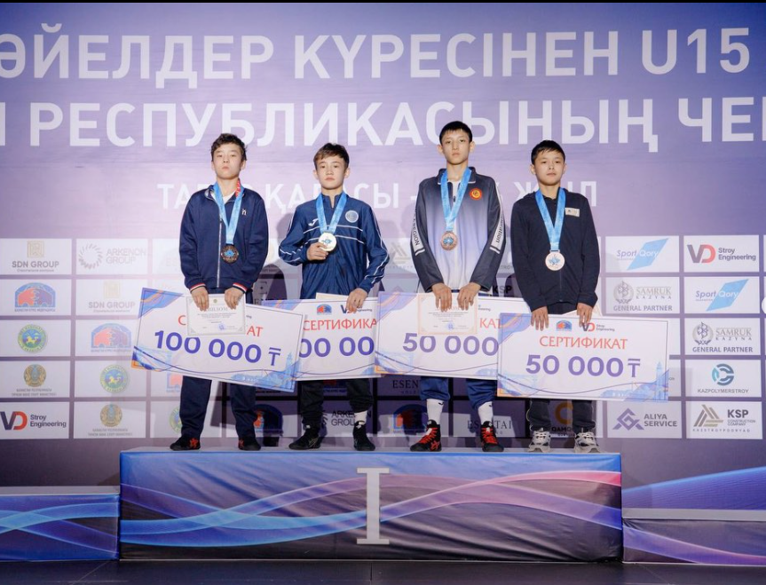 U15 жасөспірімдер арасындағы еркін күрестен Қазақстан чемпионатында спортшыларымыз жақсы нәтиже көрсетті