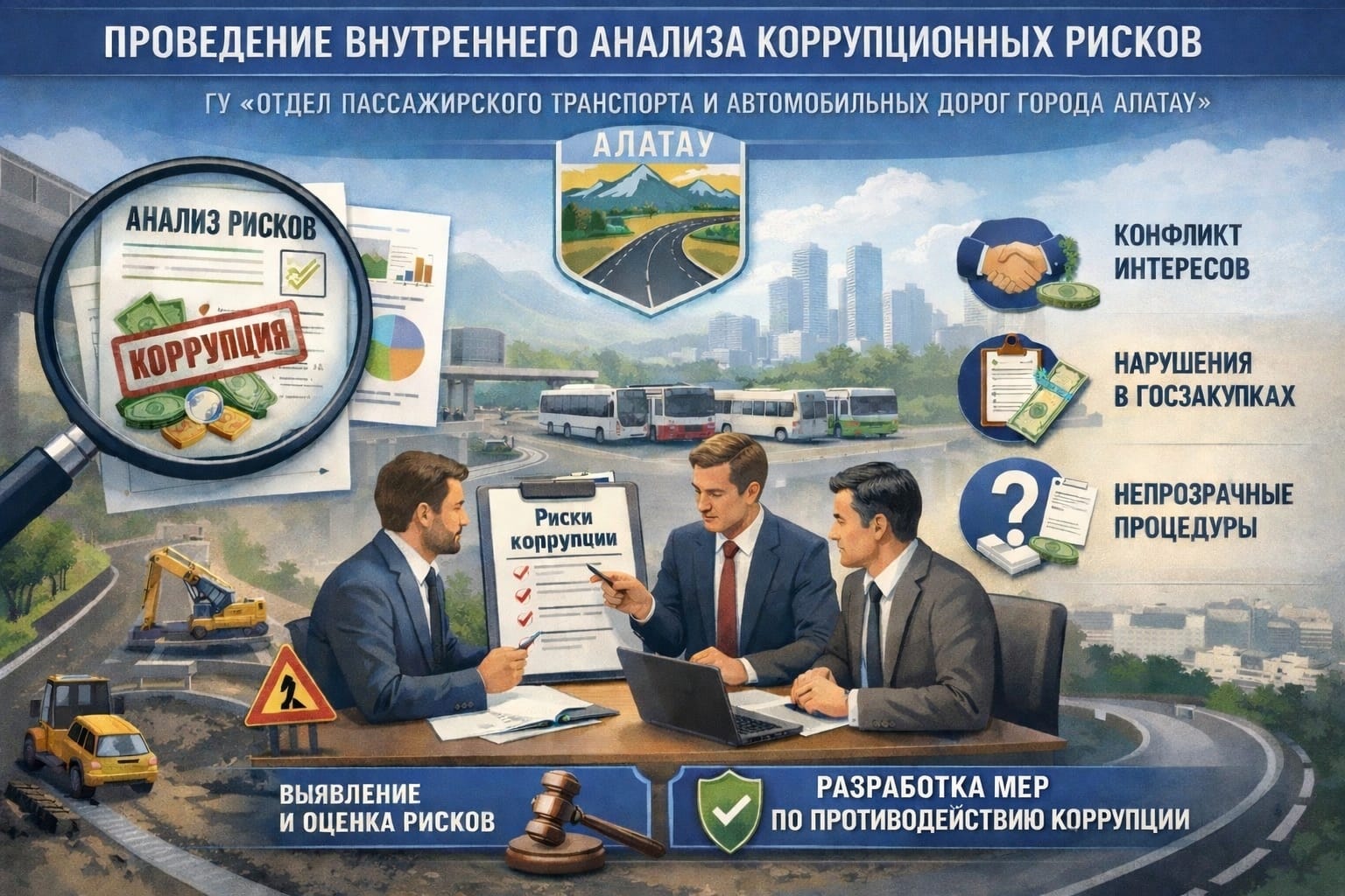 О проведении внутреннего анализа коррупционных рисков деятельности ГУ «Отдел пассажирского транспорта и автомобильных дорог города Алатау»