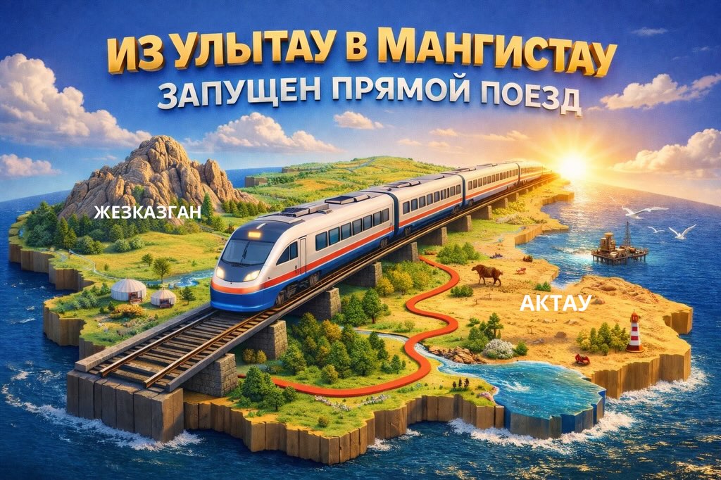 ИЗ УЛЫТАУ В МАНГИСТАУ ЗАПУСКАЕТСЯ ПРЯМОЙ ПОЕЗД