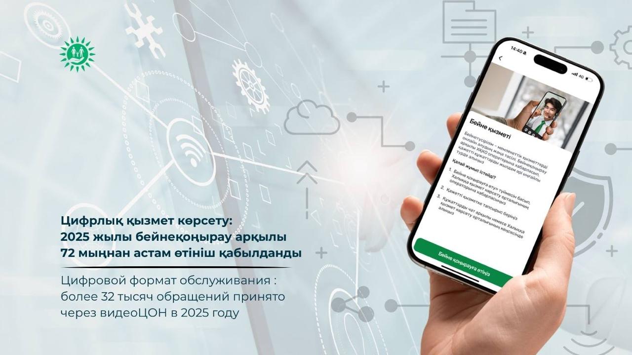 Цифрлық қызмет көрсету: 2025 жылы бейнеқоңырау арқылы 72 мыңнан астам өтініш қабылданды