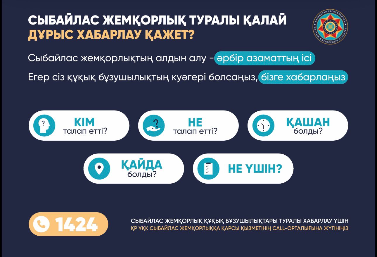 Сыбайлас жемқорлық туралы қалай дұрыс хабарлау қажет?