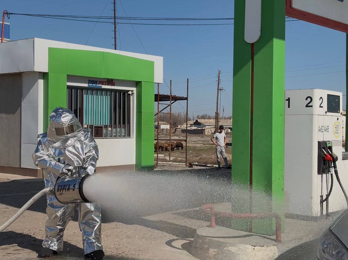 Талас ауданында жанармай құю станциясында өрт-тактикалық сабақ өткізілді