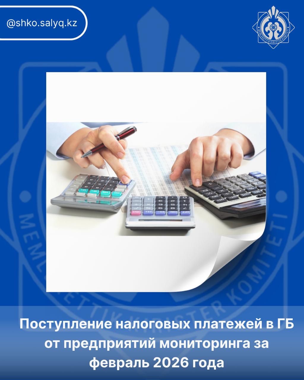 Поступление налоговых платежей в ГБ от предприятий мониторинга за февраль 2026 года