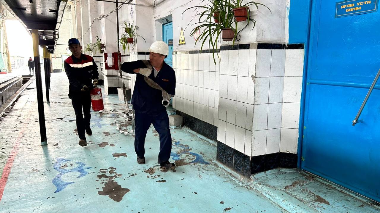 Тараз локомотив жөндеу депосында өрт-тактикалық жаттығу өтті