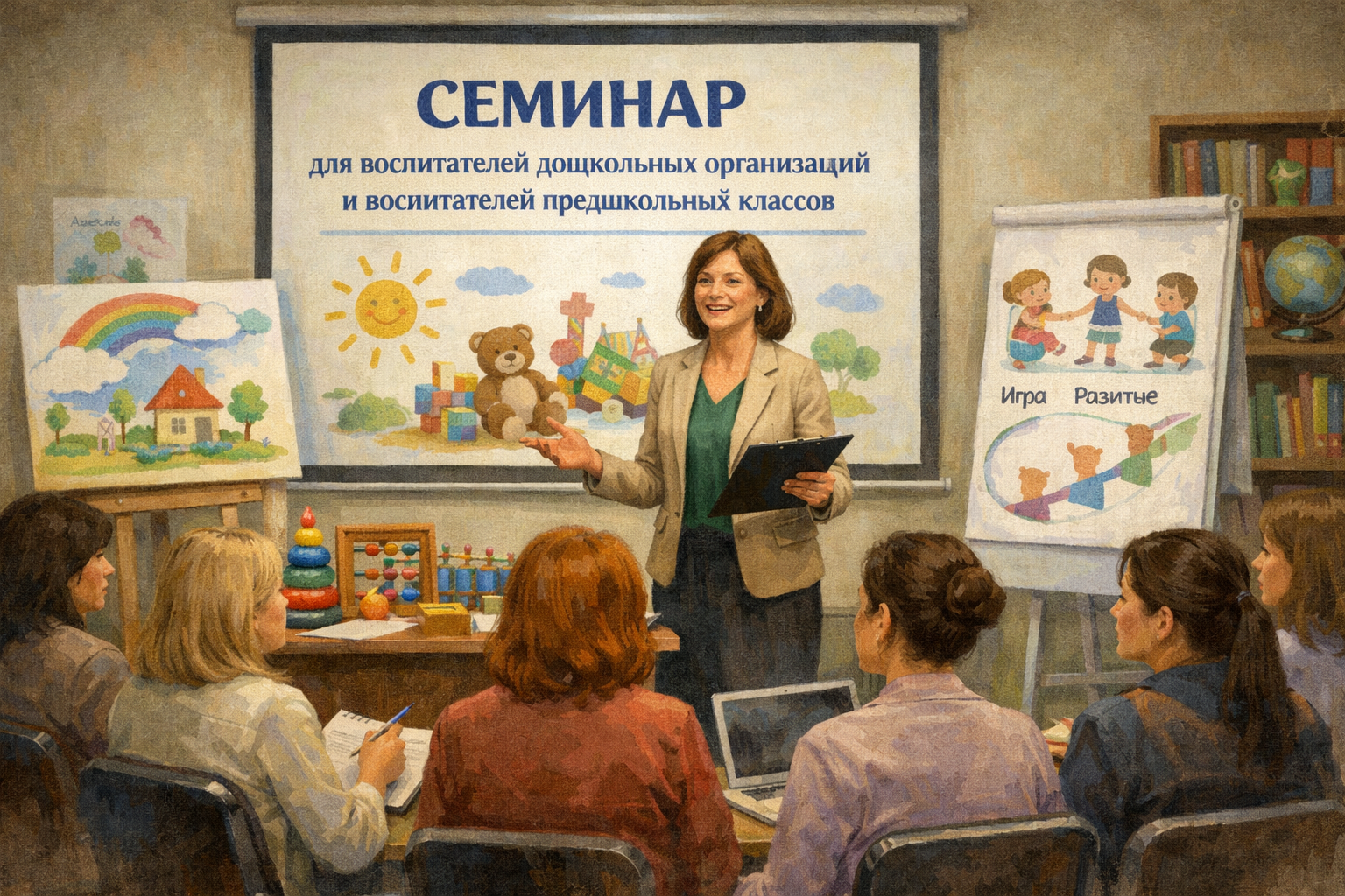 Мектепке дейінгі ұйымдар мен  мектепалды сынып тәрбиешілері үшін семинар2026 жылдың 27 наурызында «Академик Е.А.Бөкетов атындағы мектеп-гимназия» КММ жанындағы «Тамшы» шағын орталығы базасында «Мектеп жасына дейінгі балалардың зияткерлік дамуына арналған жаңа буын дамытушы ойындар» тақырыбында аудандық семинар өтті.  Семинар барысында педагогтар балалардың ойын арқылы дамуын қамтамасыз етудің қазіргі әдістемелік тәсілдерін таныстырып, практикалық шеберлік сабақтарын көрсетті және тиімді жұмыс тәжірибелерімен бөлісті. Арнайы назар ұлттық ойындарды, дидактикалық материалдарды және білім беру процесінде жасанды интеллект мүмкіндіктерін қолдануға аударылды. Қатысушылар практикалық тренингтерге белсенді қатысты, мектепке дейінгі білім берудің өзекті мәселелерін талқылады және кәсіби тәжірибелерімен алмасты. Семинар қорытындысы бойынша қорытындылар шығарылып, қатысушыларға сертификаттар табысталды.