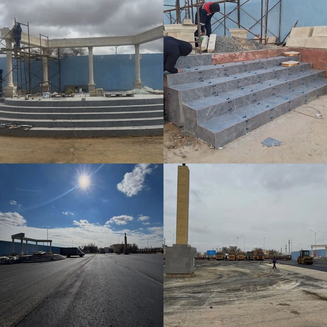 В Жетыбае полным ходом идут ремонтные работы на площади «Ынтымак»