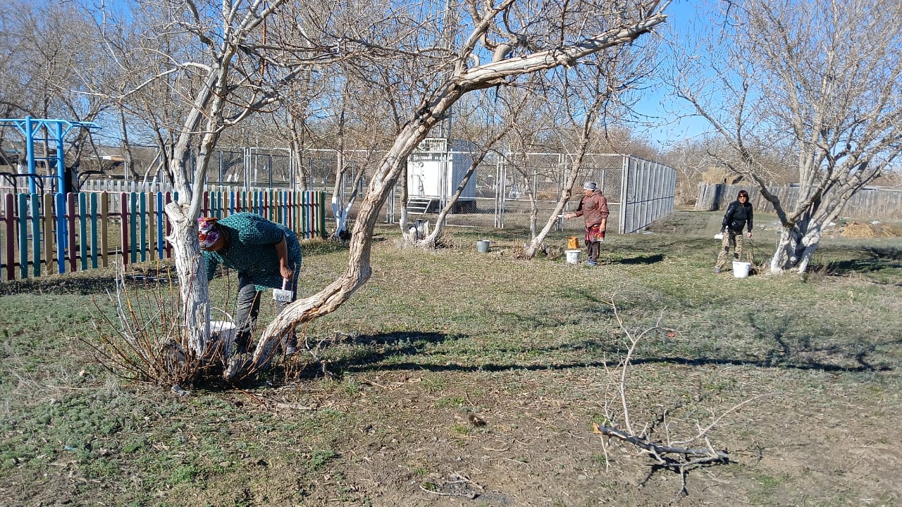 Балалар алаңы маңын тазалау