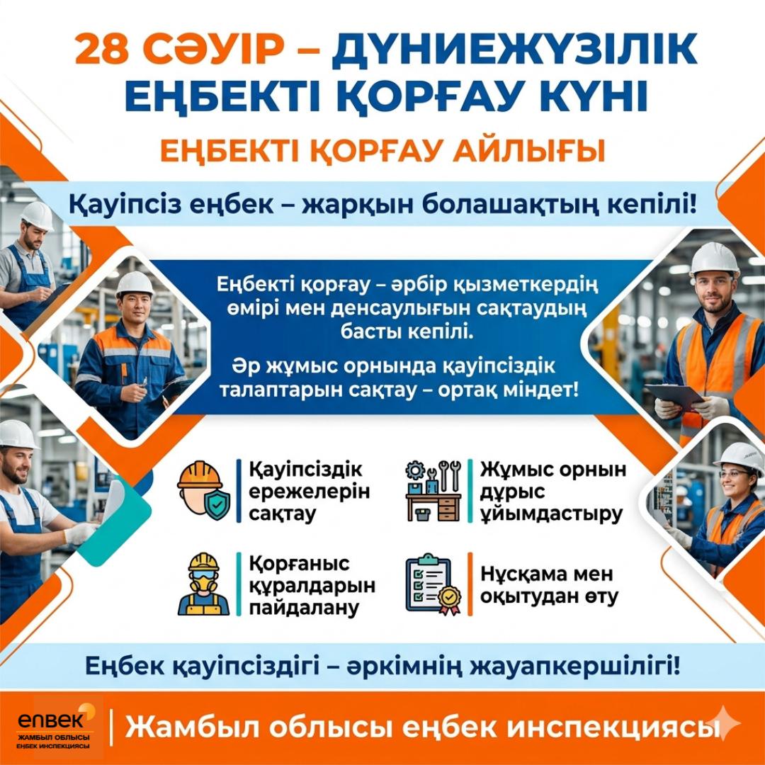 «ЕҢБЕКТІ ҚОРҒАУ АЙЛЫҒЫ»: ӨНДІРІСТІК ТӘУЕКЕЛДЕРДІ ТӨМЕНДЕТУ ШАРАЛАРЫН ІСКЕ АСЫРУ ІС-ШАРАСЫ