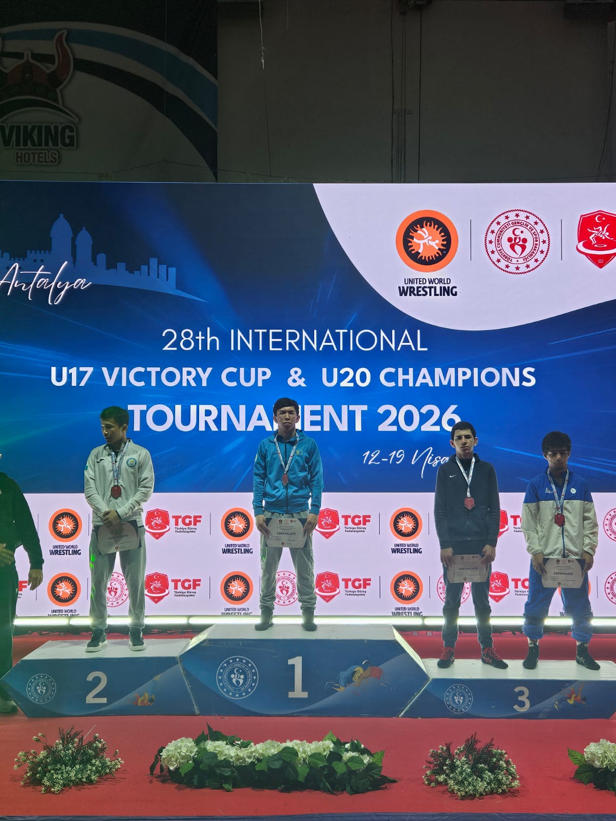 Анталия 📅 12–19.04.2026 ж.  Грек-рим, еркін және әйелдер күресінен U-17 жасөспірімдер арасында өткен *“VICTORY CUP” халықаралық турнирі