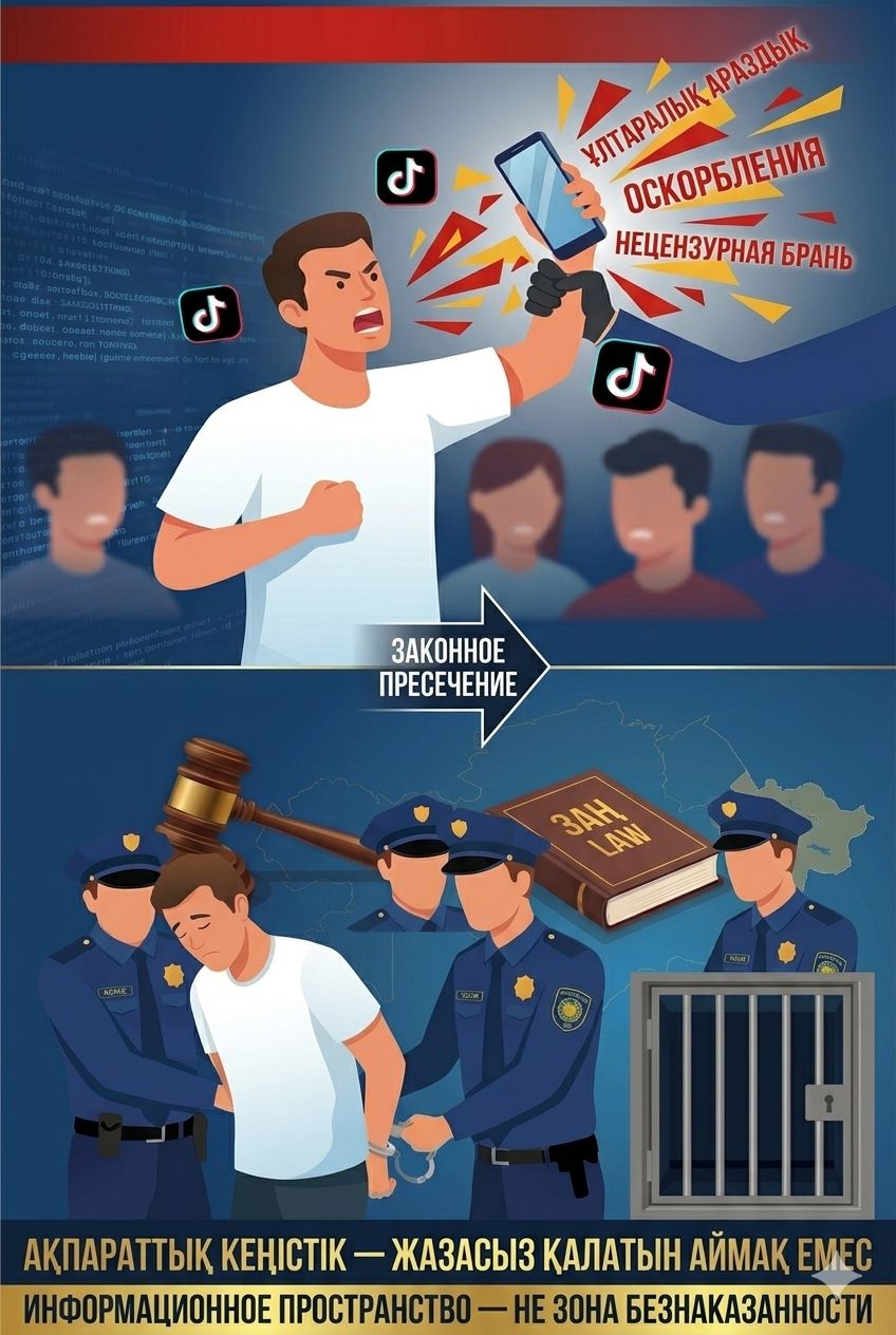 Тікелей эфирден уақытша ұстау изоляторына дейін: ШҚО-да TikTok-та ұлтаралық араздықты қоздыру фактісінің жолы кесілді